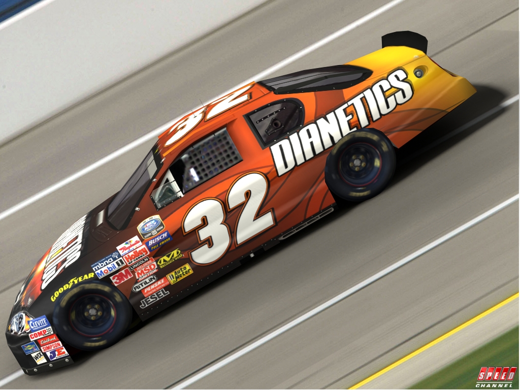 Dianetics #32 car aerial view on track