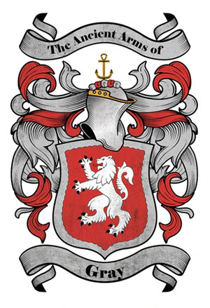 Ancient Gray family coat of arms - Scottish heraldic crest from 1312
