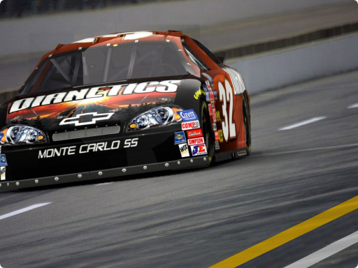 The finished Dianetics race car on track