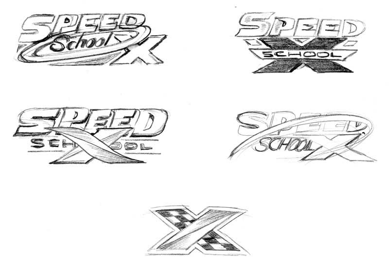 SpeedSchoolX logo concept sketches