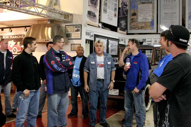 Michael Jordan Superbike team meeting at Jay Leno's garage