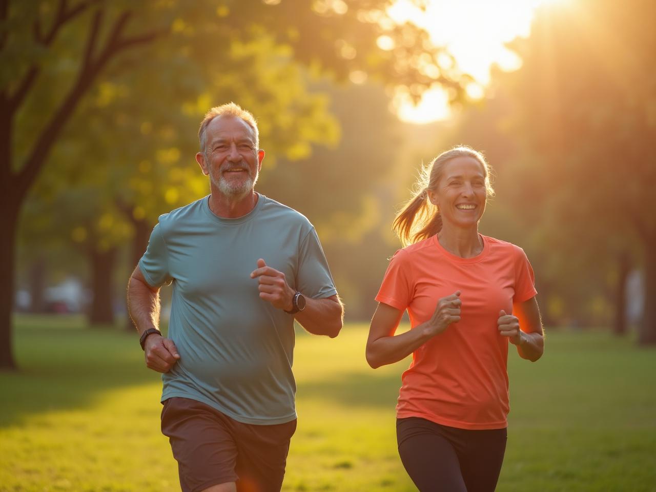 Couple jogging together at sunrise, embodying the active KureLife lifestyle