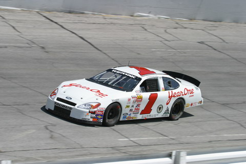 Year One sponsored race car on track